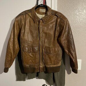 Vintage Otello Pelle Brown leather bomber jacket leather,